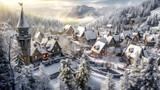 Fototapeta Do pokoju - Winter Landscape and Village in the European Alps Christmas Advent Wallpaper Background Generative AI Digital Art Kunst Illustration Journal