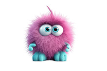 Cute Adorable Monster Fluffy Funny Illustration Transparent Background, AI