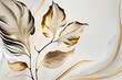White background and gold art marble abstract art background. Golden line art flower and leaves organic shapes, Wallpaper design, Wall art for home decor and prints.	