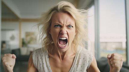 angry or loud scream, screaming adult woman, rage