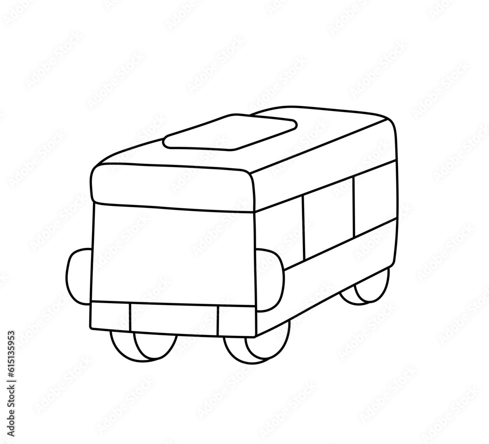 Vector isolated one single simple passenger bus kids toy colorless ...