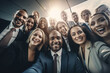 © IBEX.Media - Group of business people taking a group selfie shot, Generative AI illustration