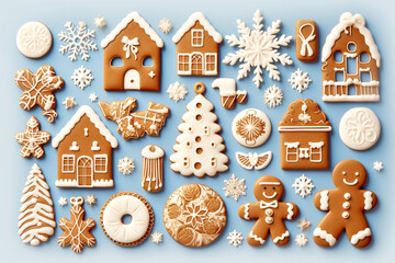 Christmas seamless pattern of holiday cookies. AI generated