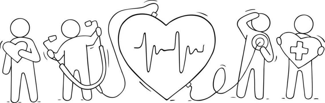 Wall Mural -  - Cardiology concept with heart with pulse line