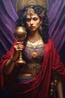 A woman dressed in purple and scarlet holding a golden cup Bible Revelation Generative AI Illustration