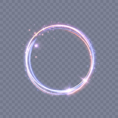 Aufkleber - Abstract neon blue-violet ring. A bright plume of luminous rays swirling in a fast spiraling motion. Light golden swirl. Curve gold line light effect. Vector	
