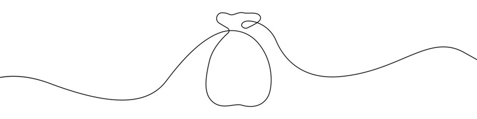 Poster - a bag icon line continuous drawing vector. one line a bag for gold icon vector background. hanging b