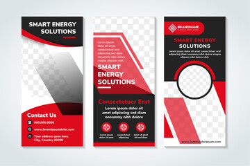 Poster - smart energy solutions headline of red black roll up banner stand template design, pull up, flyer ad