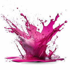 Wall Mural - Beautiful pink splatter with drops for brush concept isolated on white