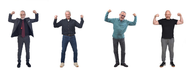 Wall Mural - group of man showing biceps on white background