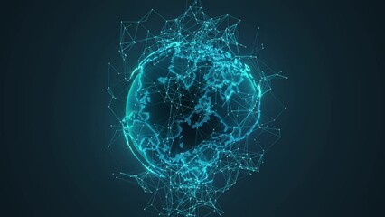 Poster - Planet Earth globe 3d hologram technology background, earth rotating with lines background, plexus lines and earth background