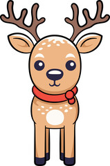 Canvas Print - Cute reindeer cartoon minimal with outline