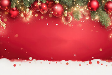 Christmas holidays composition on red background with copy space for your text, ai generative