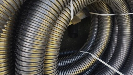 Poster - black drain pipes. construction material.