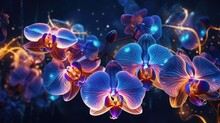 Blue Orchids In A Purple Background With Stars