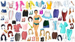 Career 2 Paper Doll with Nurse, Teacher, Waitress, Doctor, Politician and Housekeeper Outfits, Hairstyles and Accessories. Vector Illustration