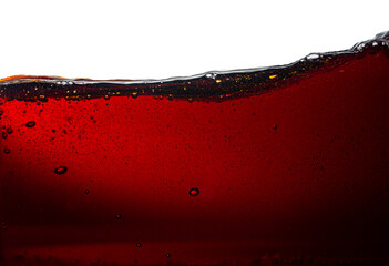 Wall Mural - Cola drink isolated white background,Side view background of refreshing cola soda with air bubbles isolated on white.