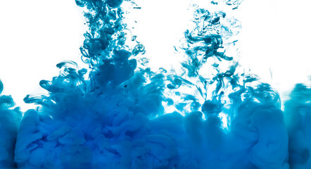 Wall Mural - Blue Acrylic Ink in Water. Color Explosion. Paint Texture