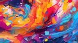 Fototapeta  - Abstract painting with vibrant colors . Fantasy concept , Illustration painting.