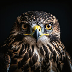 Wall Mural - A hawk portrait isolated on a black background Generative Ai