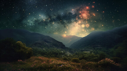 a night sky filled with stars and clouds generative ai
