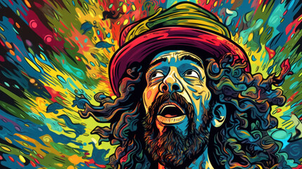 illustration male reggae portrait painting