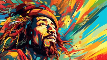 abstract background with Reggae portrait