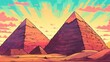 Ancient Egyptian pyramids . Fantasy concept , Illustration painting.