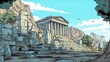 Ancient Greek ruins and temples . Fantasy concept , Illustration painting.