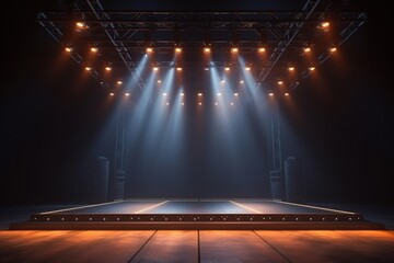 Wall Mural - stage with spotlight. empty stage with lighting equipment on a stage spotlight. generative ai