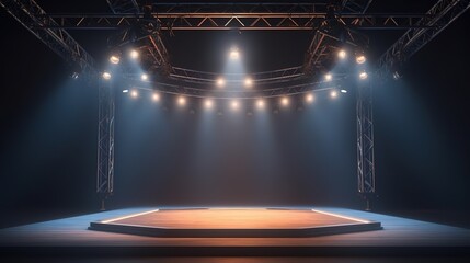 Wall Mural - stage with spotlight. empty stage with lighting equipment on a stage spotlight. generative ai