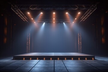 Wall Mural - stage with spotlight. empty stage with lighting equipment on a stage spotlight. generative ai