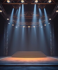 Wall Mural - stage with spotlight. empty stage with lighting equipment on a stage spotlight. generative ai