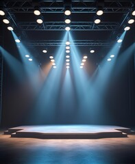 Wall Mural - stage with spotlight. empty stage with lighting equipment on a stage spotlight. generative ai