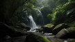 The cascading waterfall in the heart of a rainforest