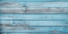 Wooden Background With Blue Colored Planks . 