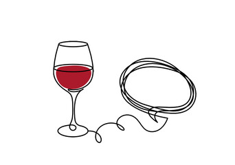 Drawing line color wineglass with comment on the white