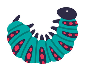 Sticker - Bright Caterpillar as Larval Stage of Insect Crawling and Creeping Vector Illustration