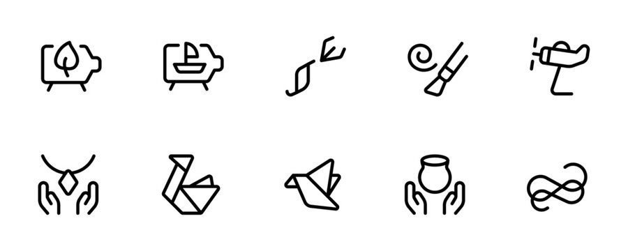 Craft icon, design and art vector set design with Editable Stroke. Line, Solid, Flat Line, thin style and Suitable for Web Page, Mobile App, UI, UX design.
