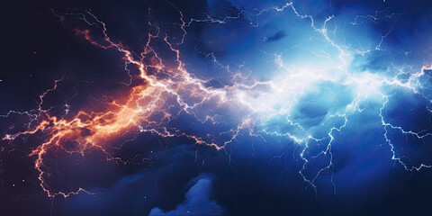 Blue electric lightning background. Generative AI