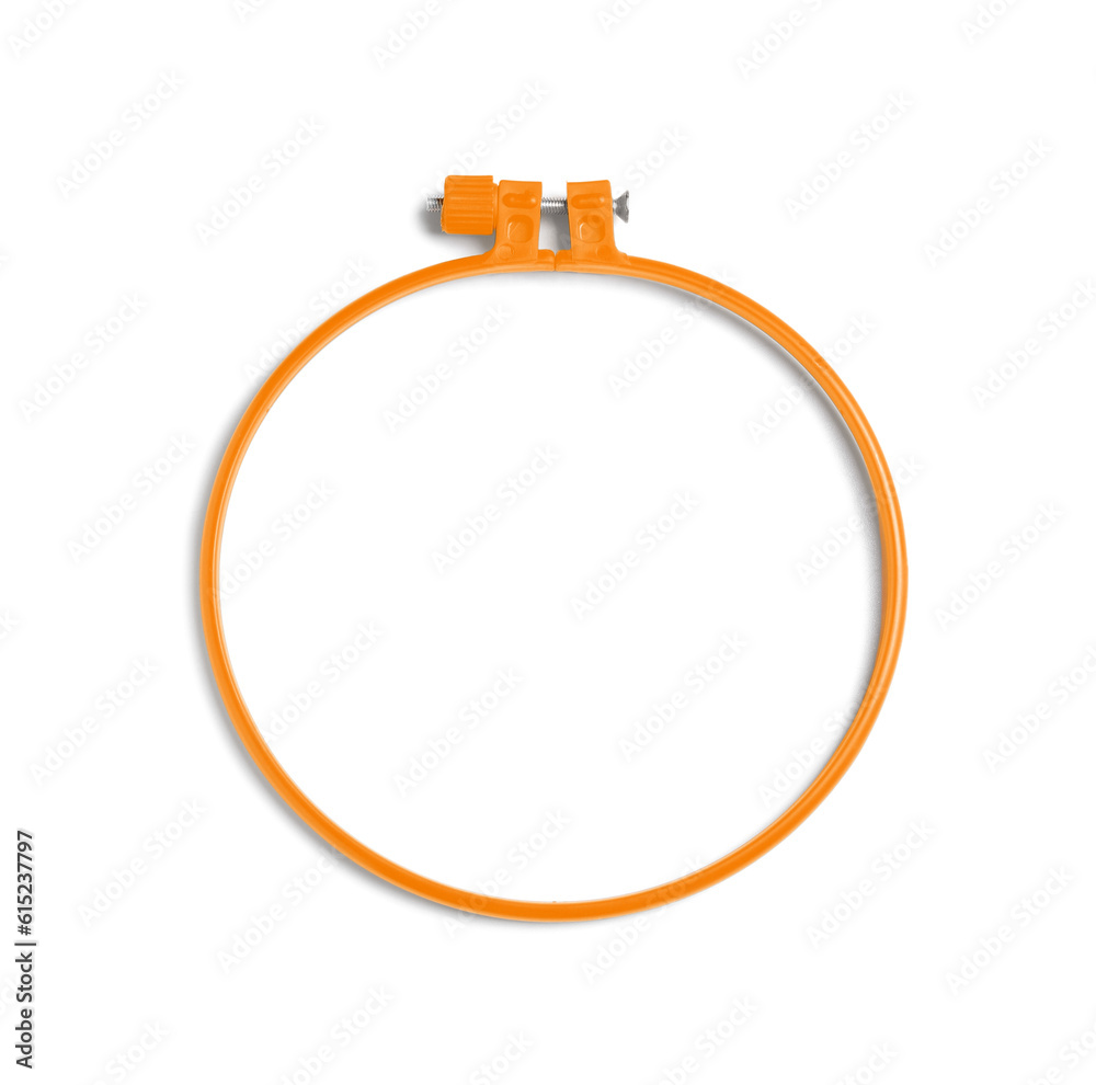 Plastic embroidery hoop isolated on white background