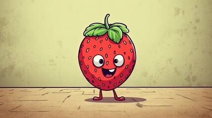 Wall Mural - Adorable cartoon strawberry . Fantasy concept , Illustration painting.