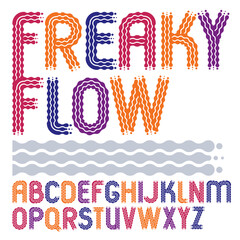 Fototapete - Set of trendy pop vector capital English alphabet letters isolated. Rounded bold type font, script from a to z can be used in retro poster design. Made with flowing lines.