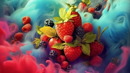 Wall Mural - Abstract colorful wallpaper with berry and smoke