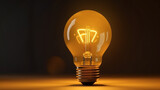 Yellow lightbulb with glowing for creative thinking idea concept by 3d render 