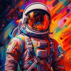 Wall Mural - astronaut on colorful background. illustration ai generative.