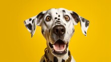 Studio Portrait Of A Dalmatian Dog With A Surprised Face
