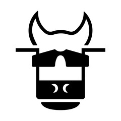 The head of a bull, a cow in sunglasses. Cool logo for dairy products, beef, farm, printable .isolated. vector design