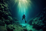 Fototapeta Do akwarium - Exploring the Mysterious Underwater Realm. Generative AI