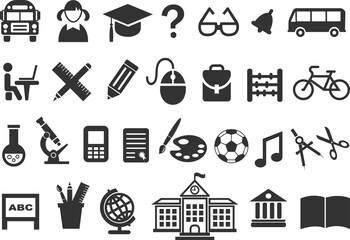 Back to school icon set. Included the icons as education, study, lectures, course, university, book, learn and more.